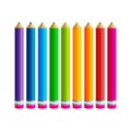 9 color pencils. Cector collection isolated illustration on white background.